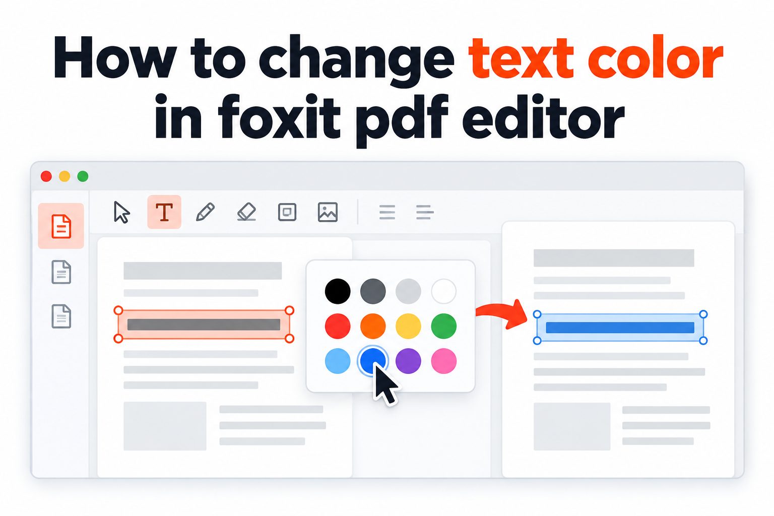 Changing text color in Foxit PDF Editor using the Edit text toolbar
